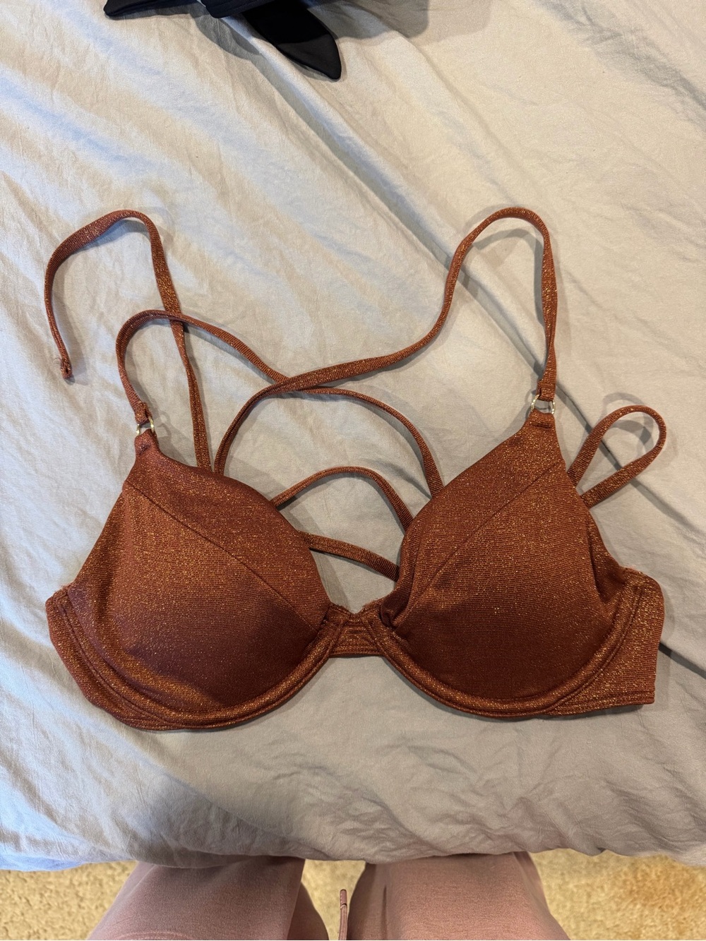Hollister Rust Shimmer Strappy Underwire Bikini Top